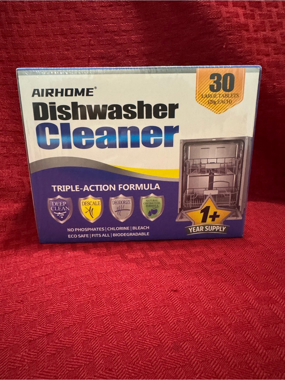 Blue Dishwasher Cleaner - Triple-Action Formula (30 Tablets)